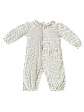 Kissy Kissy Baby Long Sleeve Pink & White Stripe One Piece Outfit. 6-9 Months.